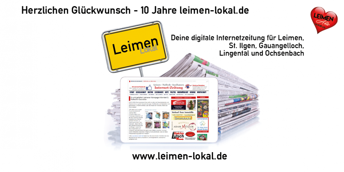 Leimen Aktiv gratuliert leimen-lokal.de zum 10jährigen Jubiläum